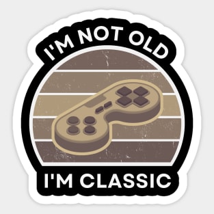 I'm not old, I'm Classic | Game Controller | Retro Hardware | Sepia | Vintage Sunset | '80s '90s Video Gaming Sticker